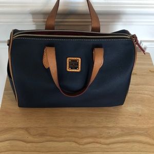 Dooney & Bourke Navy and Tan Leather Satchel